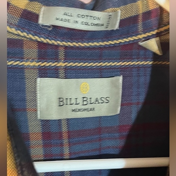 Bill Blass Mens Long Sleeve office Check Plaid Cotton Button Shirt see flaws - Picture 3 of 10